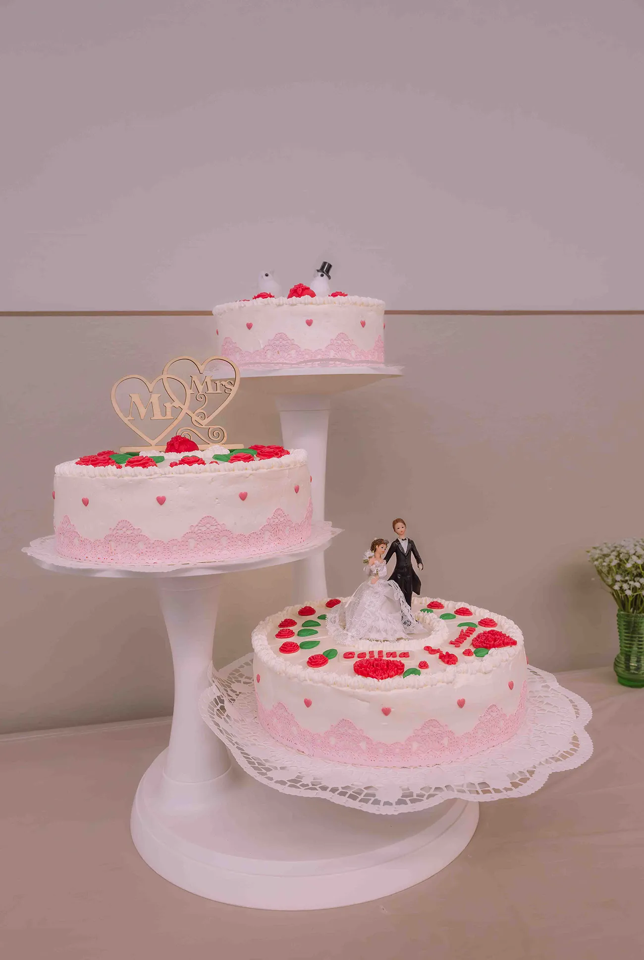 Hochzeitsreportage, drei stöckige Hochzeitstorte